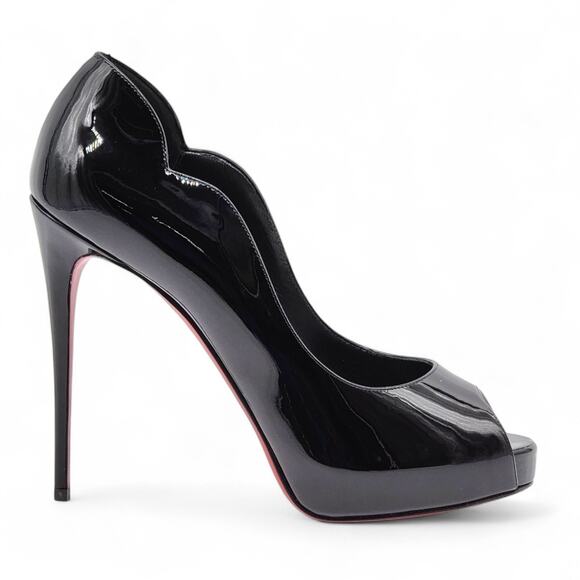 Christian Louboutin Hot Chick Alta Open Toe Leather Pumps Black EU 40 US 9.5 New - Picture 3 of 8